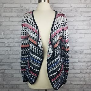 NIC+ZOE Graphic Print Drape Front Cardigan Sweater